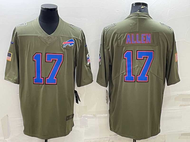 Mens Buffalo Bills #17 Josh Allen Olive Salute To Service Limited Stitched Jersey->buffalo bills->NFL Jersey